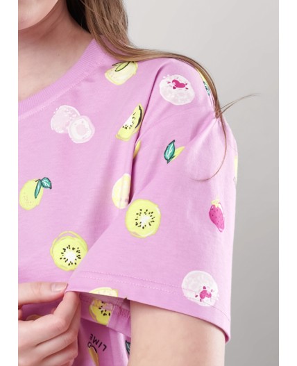 CLE LP25-1158/1 Пижама жен. Витаминка, т.розовый/св.зелёный