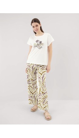 CLE LP25-1164/2 Пижама жен. Бора-Бора, молочный/хаки