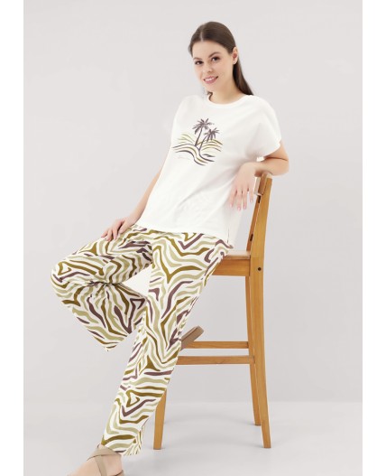 CLE LP25-1164/2 Пижама жен. Бора-Бора, молочный/хаки