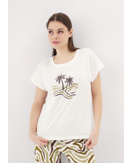 CLE LP25-1164/2 Пижама жен. Бора-Бора, молочный/хаки