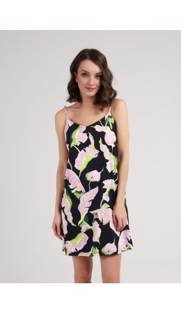 CLE LS25-1111/1 Сорочка ночн. жен. Сен-Тропе, чёрный/розовый