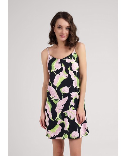 CLE LS25-1111/1 Сорочка ночн. жен. Сен-Тропе, чёрный/розовый