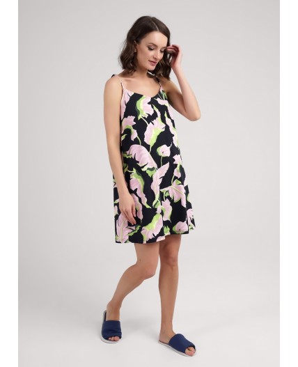 CLE LS25-1111/1 Сорочка ночн. жен. Сен-Тропе, чёрный/розовый