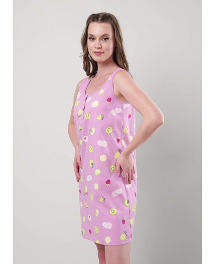 CLE LS25-1158 Сорочка ночн. жен. Витаминка, т.розовый/св.зелёный