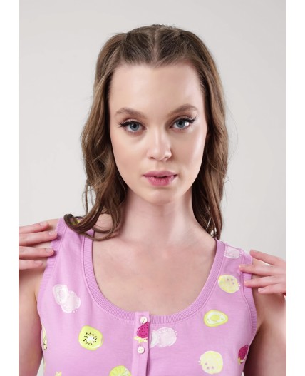 CLE LS25-1158 Сорочка ночн. жен. Витаминка, т.розовый/св.зелёный