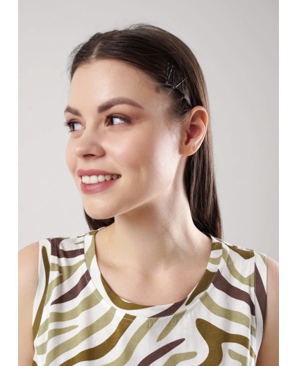 CLE LS25-1164 Сорочка ночн. жен. Бора-Бора, молочный/хаки