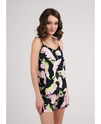 CLE LSET25-1111/1 Пижама жен. Сен-Тропе, чёрный/розовый