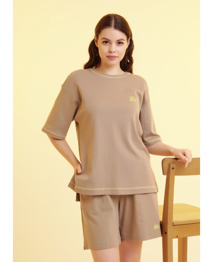 CLE LSH25-1168 Шорты жен. Тропикана, св.коричневый