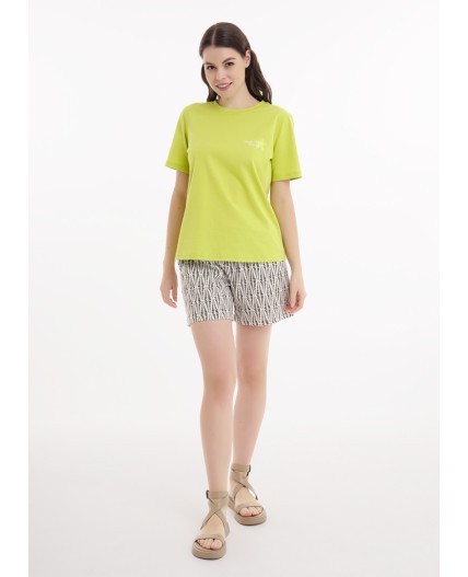 CLE LSH25-1168/1у Шорты жен. Тропикана, молочный/т.коричневый