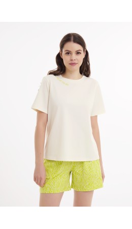 CLE LSH25-1168/2у Шорты жен. Тропикана, горчичный/молочный