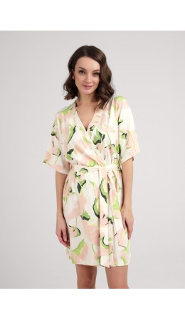 CLE LX25-1111 Халат жен. Сен-Тропе, персиковый/св.зелёный