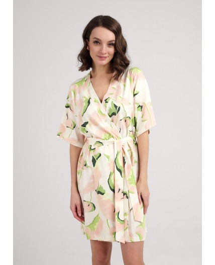 CLE LX25-1111 Халат жен. Сен-Тропе, персиковый/св.зелёный