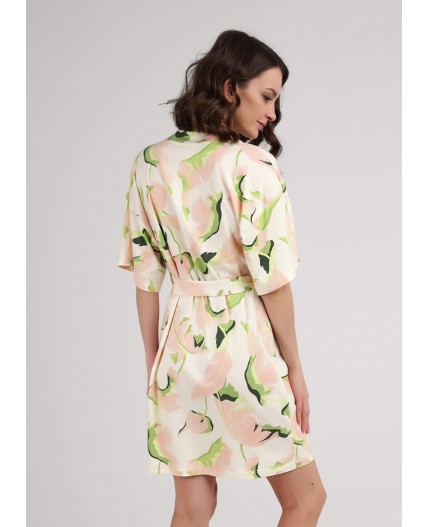 CLE LX25-1111 Халат жен. Сен-Тропе, персиковый/св.зелёный