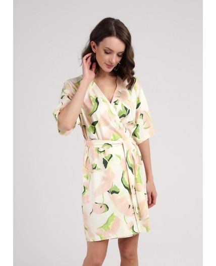 CLE LX25-1111 Халат жен. Сен-Тропе, персиковый/св.зелёный