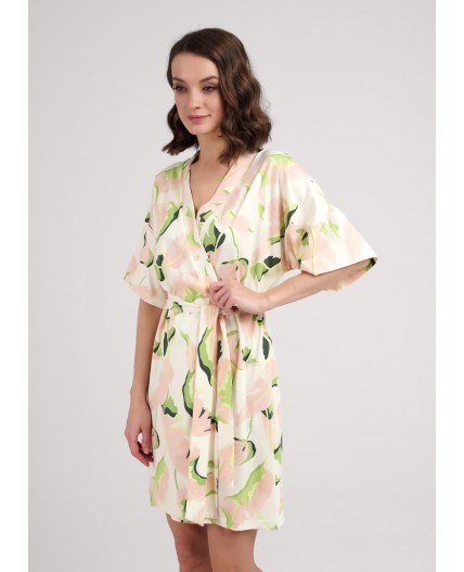 CLE LX25-1111 Халат жен. Сен-Тропе, персиковый/св.зелёный