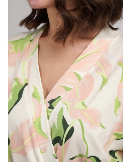 CLE LX25-1111 Халат жен. Сен-Тропе, персиковый/св.зелёный