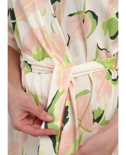 CLE LX25-1111 Халат жен. Сен-Тропе, персиковый/св.зелёный