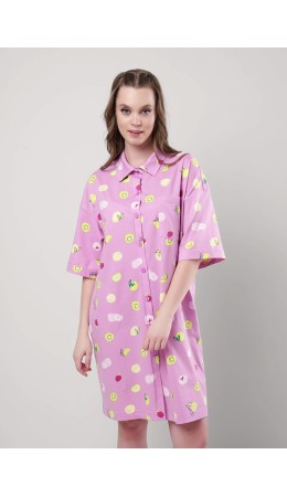 CLE LX25-1158 Халат жен. Витаминка, т.розовый/св.зелёный