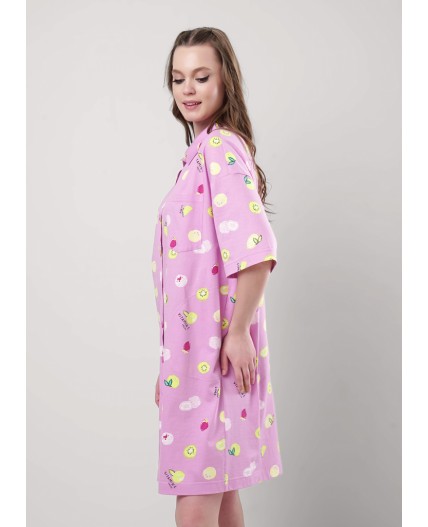 CLE LX25-1158 Халат жен. Витаминка, т.розовый/св.зелёный