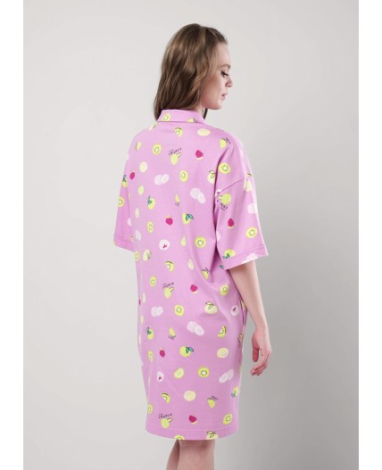 CLE LX25-1158 Халат жен. Витаминка, т.розовый/св.зелёный