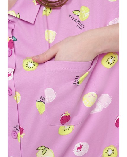 CLE LX25-1158 Халат жен. Витаминка, т.розовый/св.зелёный