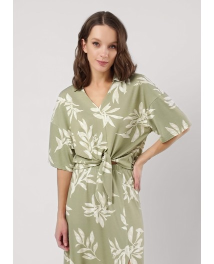 CLE Блузка жен. 256831/169зн, хаки/молочный