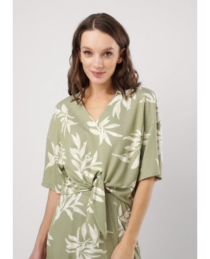 CLE Блузка жен. 256831/169зн, хаки/молочный