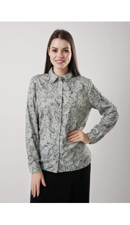 CLE Блузка жен. 353156штн, зелёный/т.серый