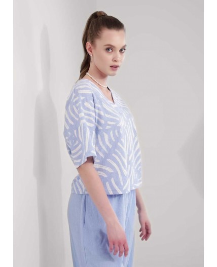 CLE Джемпер жен. 256912/177эфн, молочный/голубой