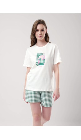 CLE LP25-968 Пижама жен. Home line ВЛ25, молочный/св.зелёный