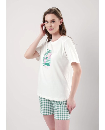 CLE LP25-968 Пижама жен. Home line ВЛ25, молочный/св.зелёный