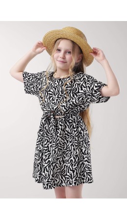 CLE Платье дев. 853205/19штн, молочный/чёрный