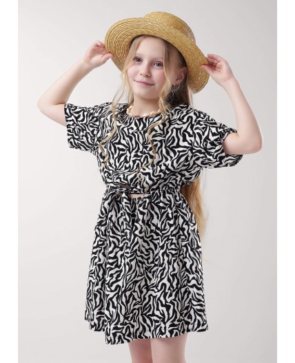 CLE Платье дев. 853205/19штн, молочный/чёрный