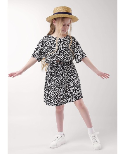 CLE Платье дев. 853205/19штн, молочный/чёрный