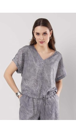 CLE Блузка жен. 253225/178штн, т.синий/молочный