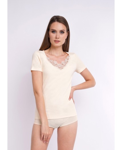 CLE LF002/1у Фуфайка жен.круже, св.бежевый