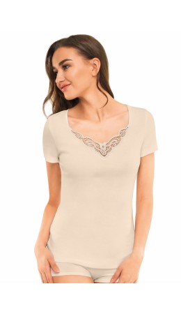 CLE LF007у Фуфайка жен.кружево, св.бежевый