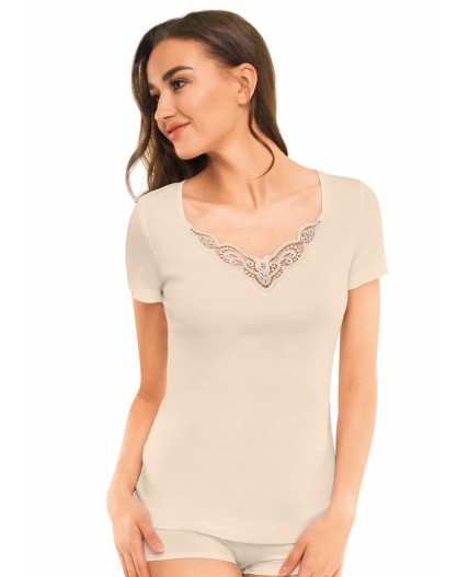 CLE LF007у Фуфайка жен.кружево, св.бежевый