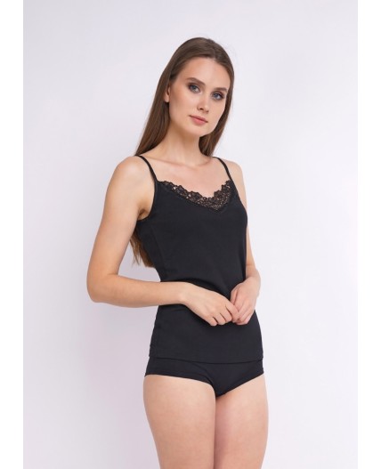 CLE LM002-1у майка жен.кружево, чёрный