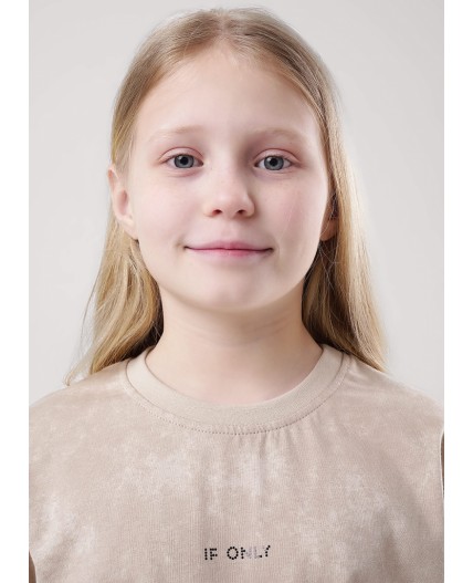 CLE Футболка дев. 857036/18ккн_п, бежевый/т.бежевый