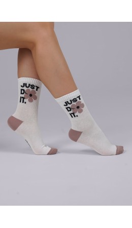 CLE Носки жен.Д5462 Кварц хл+эл, белый/т.бежевый