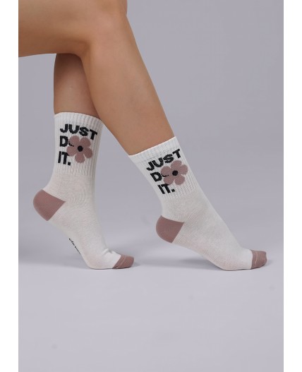 CLE Носки жен.Д5462 Кварц хл+эл, белый/т.бежевый