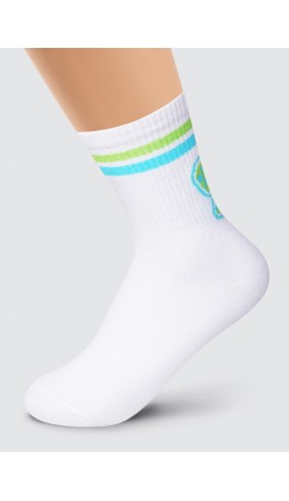CLE Носки дет.С1323 16-18,18-20 волна хл+эл, белый