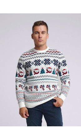 CLE MSW430921 Джемпер муж., молочный/т.синий