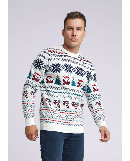 CLE MSW430921 Джемпер муж., молочный/т.синий