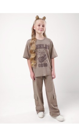 CLE Брюки дев. 757175/25ф, кофейный