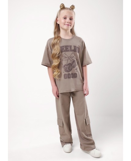 CLE Брюки дев. 757175/25ф, кофейный