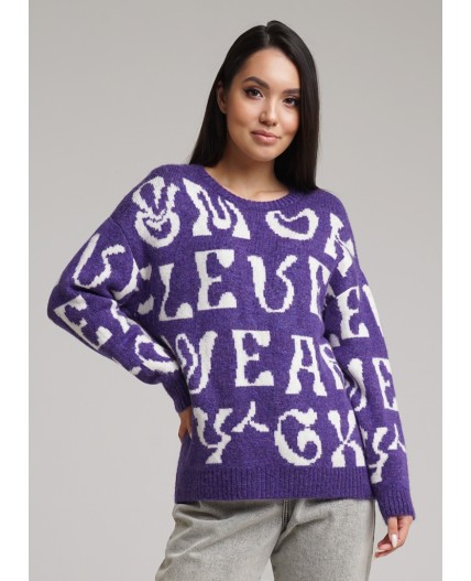 CLE Джемпер жен. 133760/103апв, т.фиолетовый/молочный