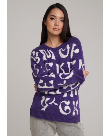 CLE Джемпер жен. 133760/103апв, т.фиолетовый/молочный
