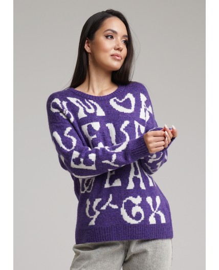 CLE Джемпер жен. 133760/103апв, т.фиолетовый/молочный